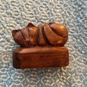 Wooden Cat Trinket Box